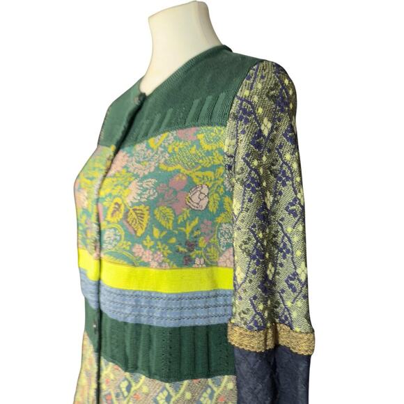 ETRO Multicolor Silk Blend Longline Embroidered Button Cardigan Sweater Small - Picture 10 of 16